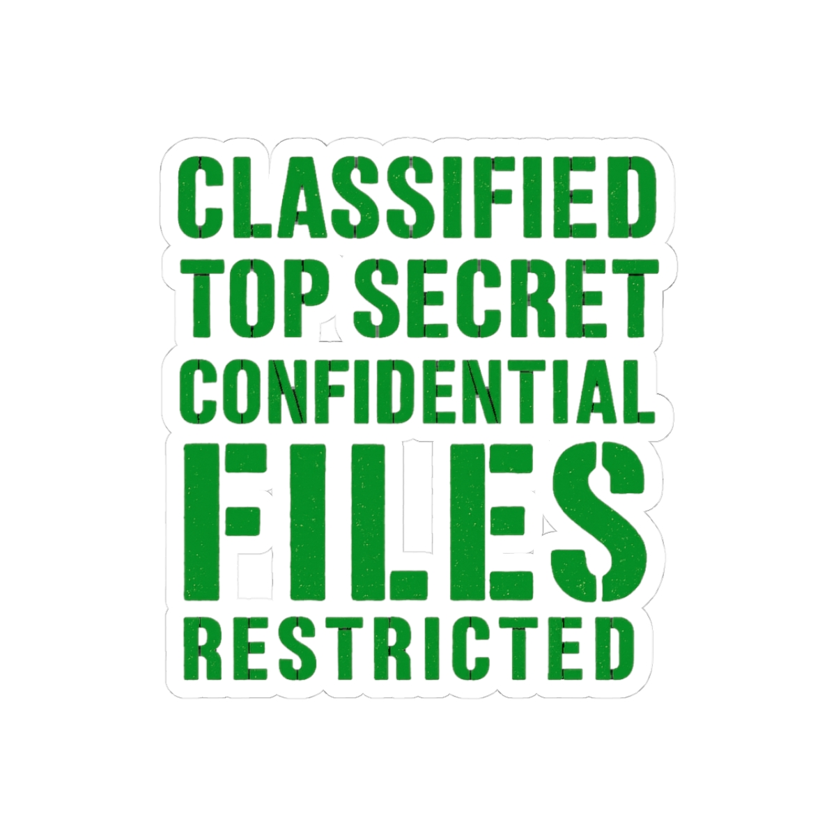 Classified Files Green Typography Stack Sticker - Official Stickers merchandise